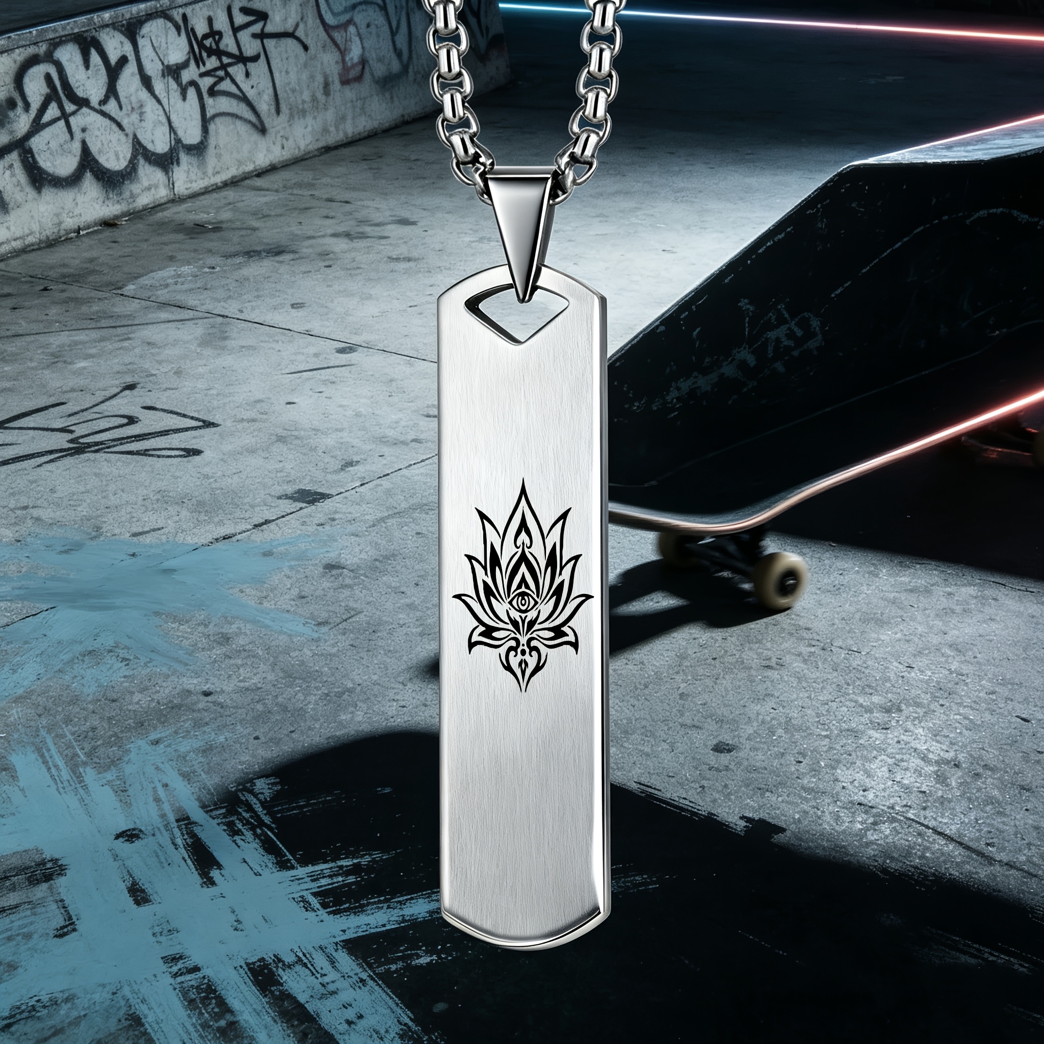 Women's Lotus Totem Eye Minimalist Pendant Necklace, Eastern Zen Design